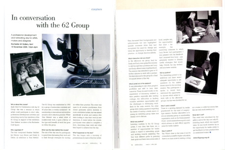 Size Matters. In Conversation with the 62 Group – article by Jo Hall for Embroidery Magazine; March/April 2009, pages 45-46.
