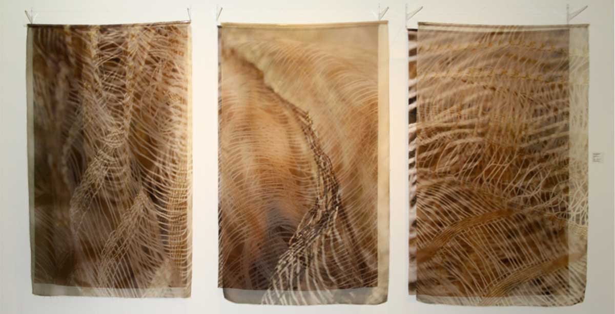 SHIMMER | Digital print on silk organza and silk satin; 130cm x 200cm x 30cm. Photo: Catherine Dormor