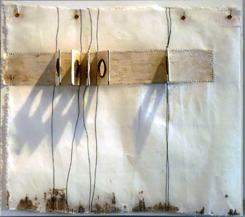 TARPAULIN CLOTH | Linen, wire, wax, rainwater; 48cm high x 52cm wide