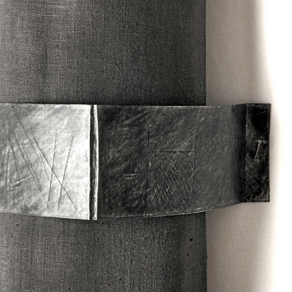 WAITING 3 (detail) | Linen, aluminium, sawdust; 125cm x 16cm x 15cm. Photo: Dick Makin Imaging