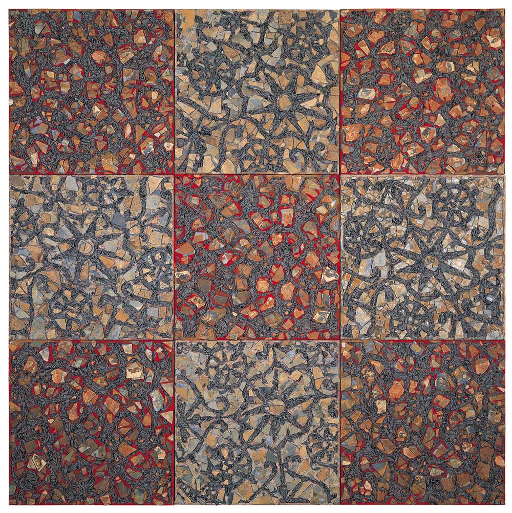 PERFECT SKIN – 1995 | Inlaid fabric into tile and sand base : Photo-James-Austin