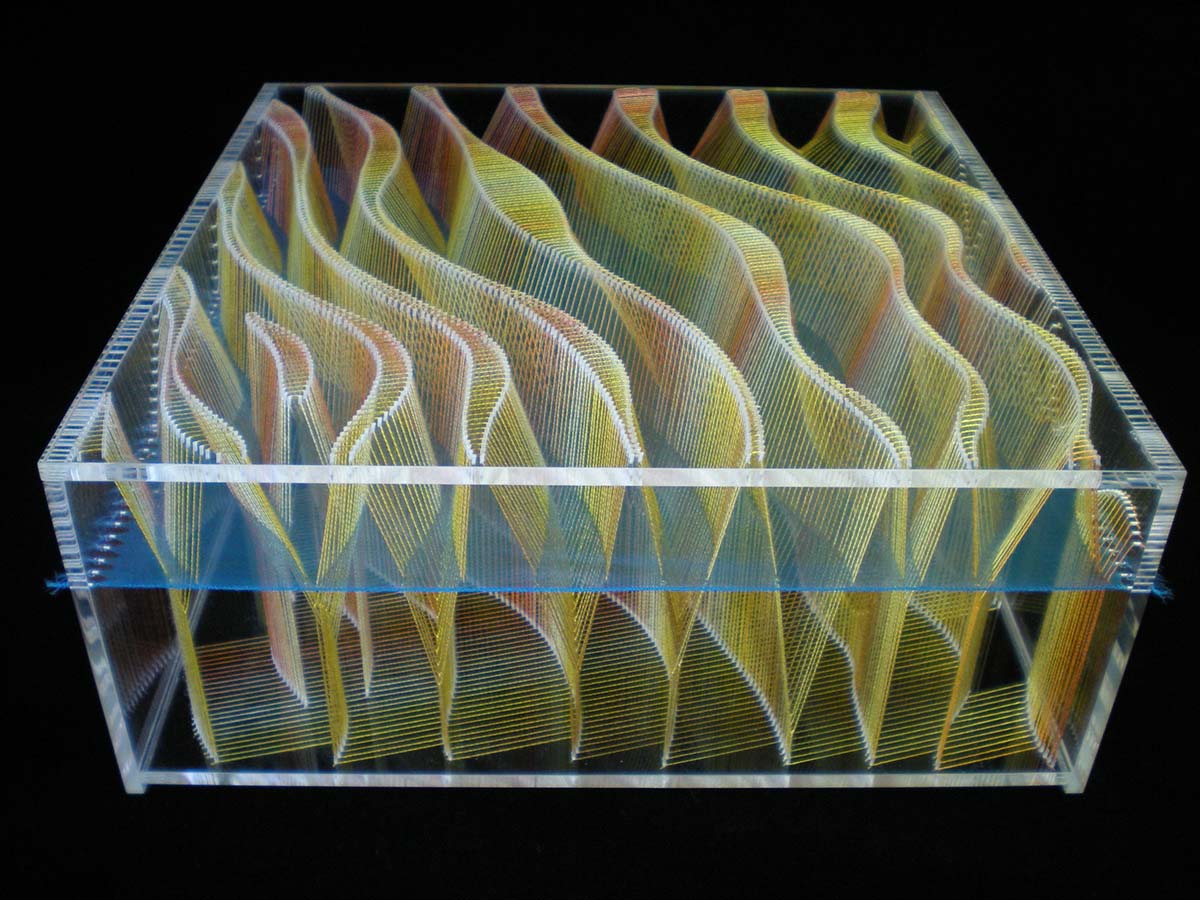 FLY STITCH SAND RIPPLES – 2014 | Acrylic, cotton, organza; 25cm x 10cm x 25cm