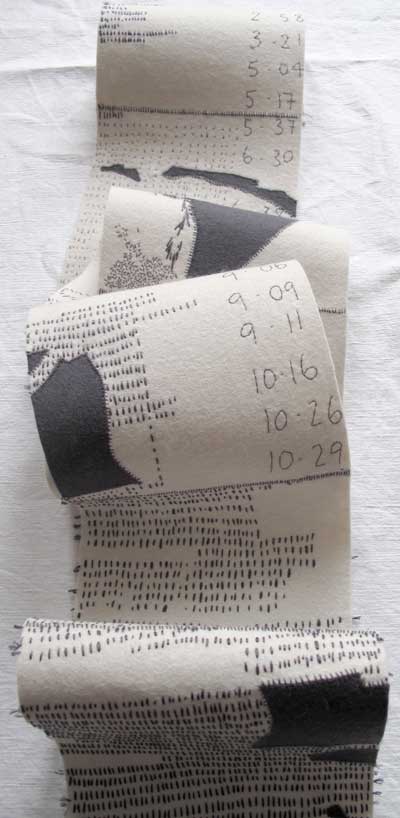 SLEEP DIARIES| 2014, 16cm x 236cm, hand stitched wool felt