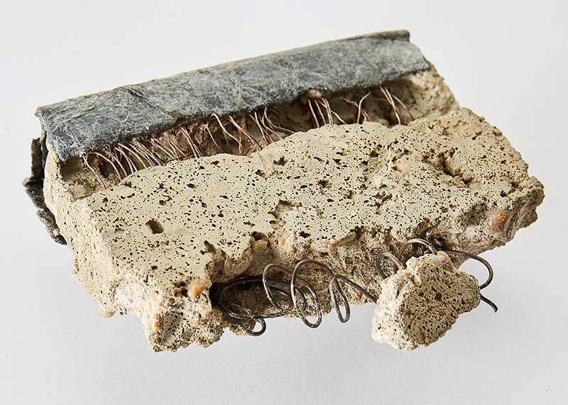 ASSEMBLAGES (Detail) | Concrete, wire, waxed paper : 1 of 16 small units. Photo: David Rowan.