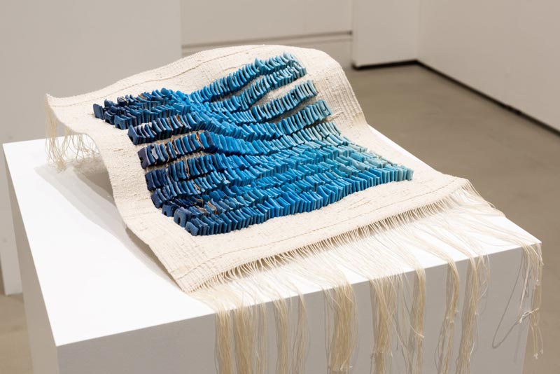 Weaving Shed III | Materials:  Jesmonite, debris, cotton | Techniques: Handcast jesmonite & tapestry weave | Image:  Mat Dale